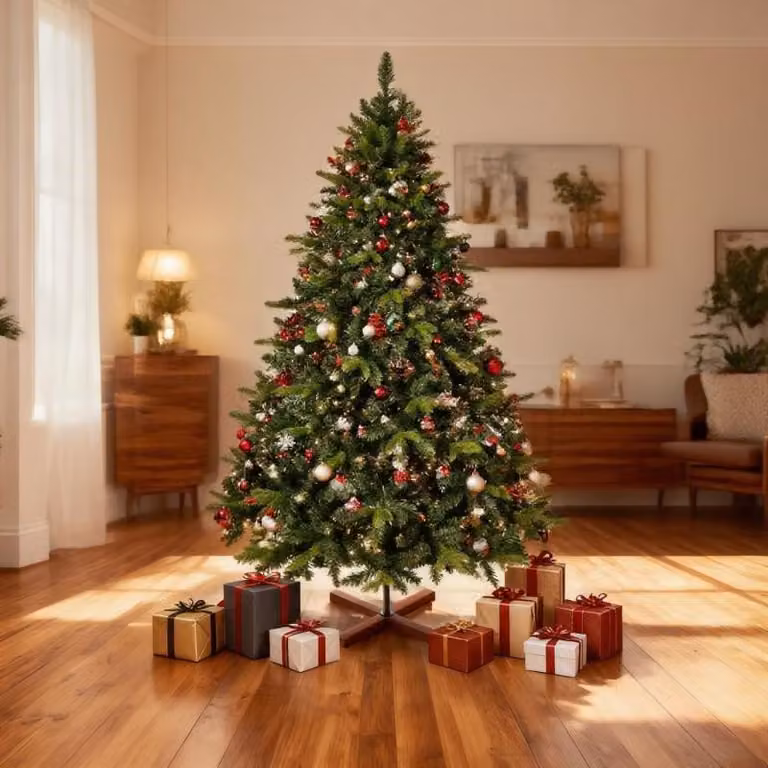 Albero di Natale Artificiale 180cm - Albero Realistico ad Elevata Densità con Tecnologia Injection-Molded, Base Legno e Sacchetto di Conservazione Integrato