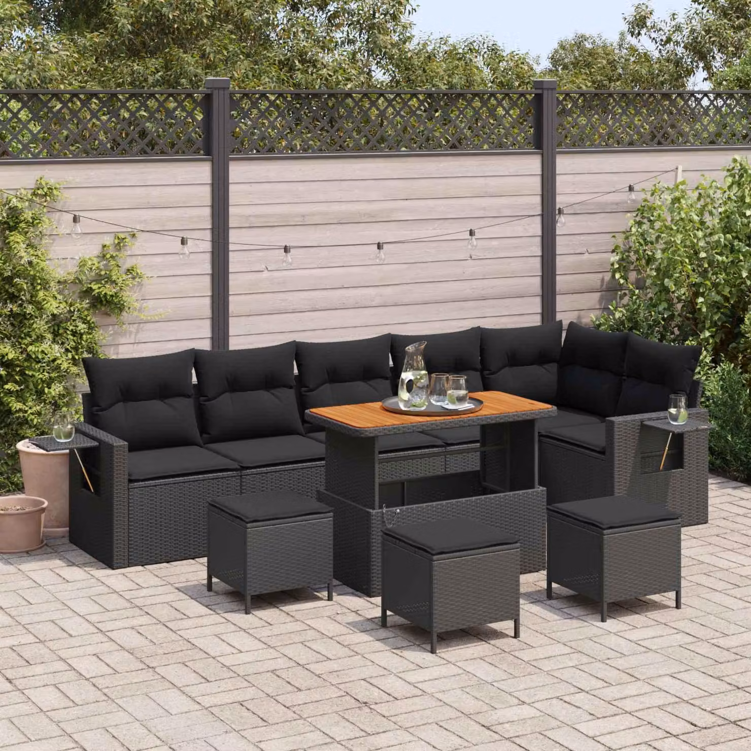 Maison Exclusive - Set di divani da giardino, 12 pezzi, in rattan sintetico nero