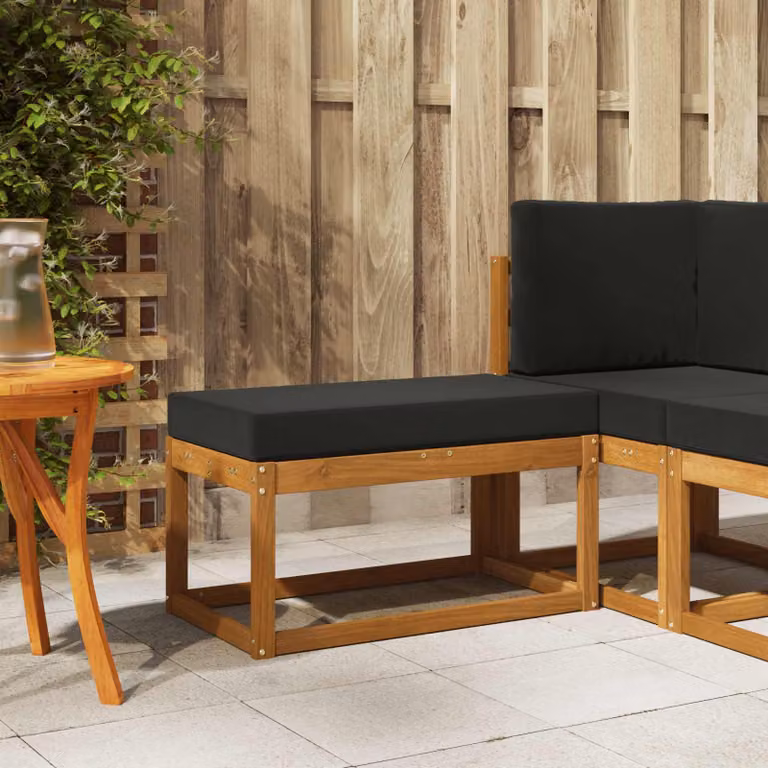 vidaXL Panca da esterno moderna in legno di acacia massello naturale, L: 110 cm, P: 37 cm, H: 43 cm