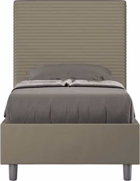 BS COM Letto singolo senza rete imbottito 90x200 similpelle cappuccino