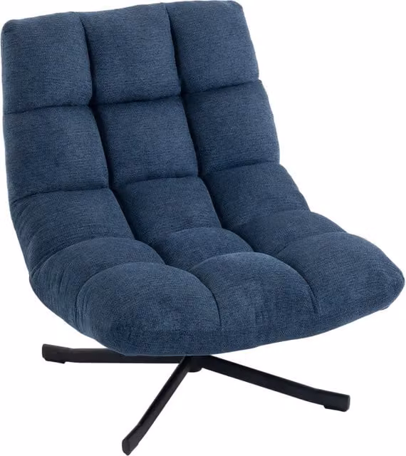 Poltrona girevole moderna ¨C Xylo ¨C tessuto blu scuro senza braccioli con gambe in metallo