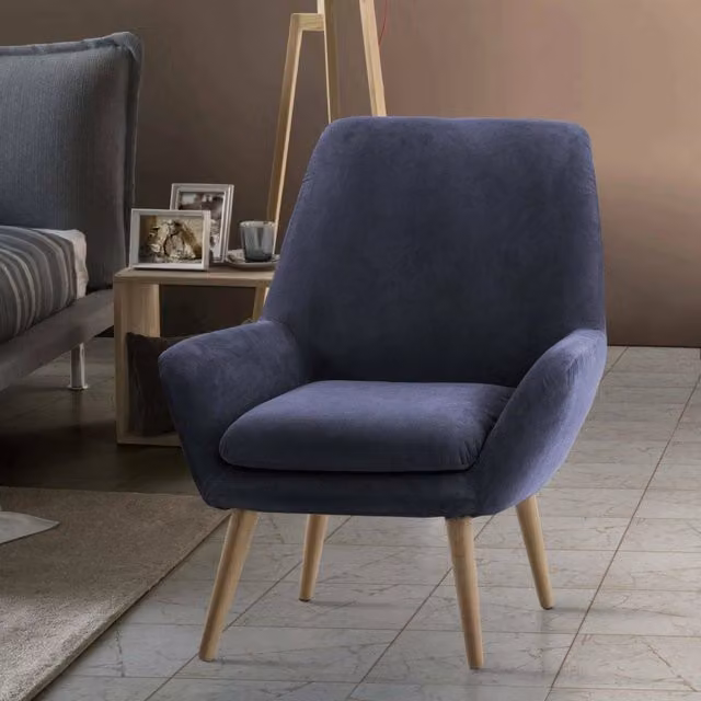 Poltrona Anido Talamo Italia, poltroncina relax in tessuto blu con braccioli, L: 80 cm, P: 70 cm, H: 95 cm – 1
