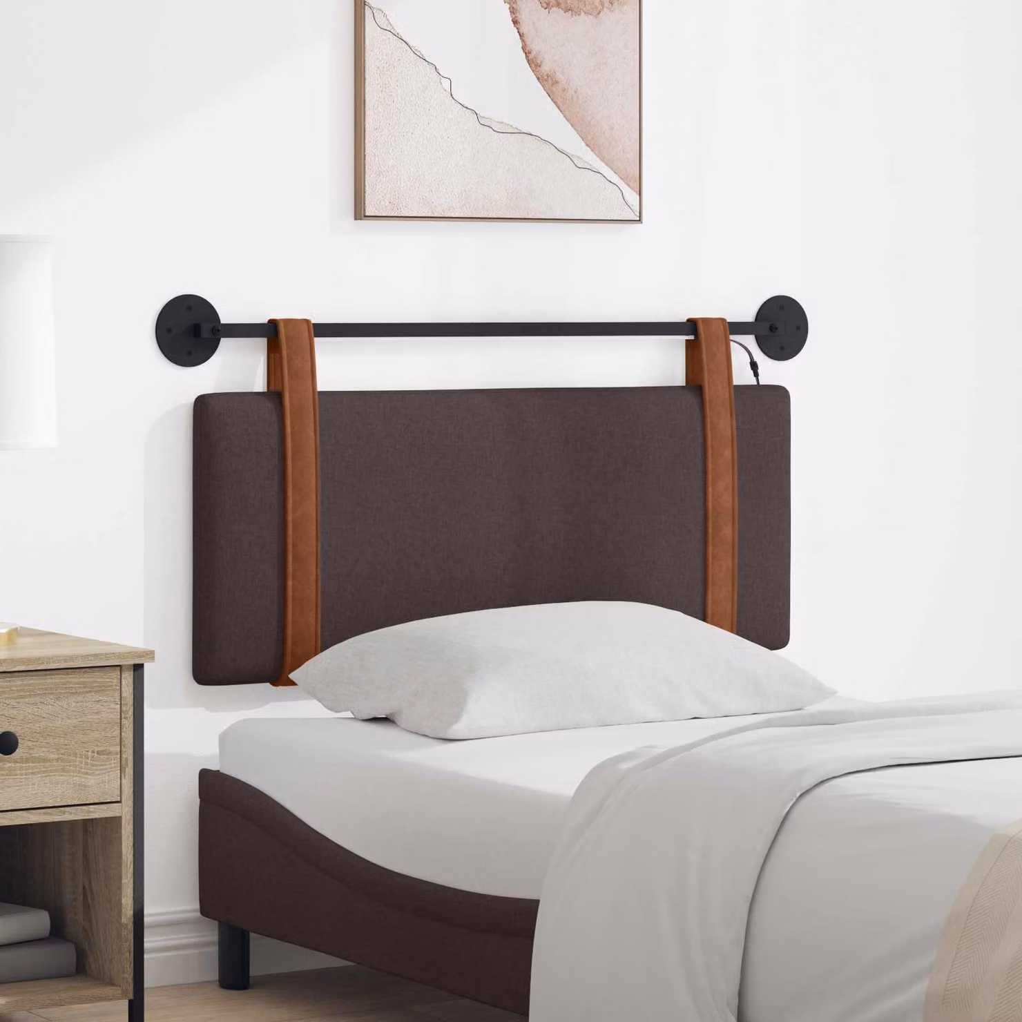 vidaXL Testiera sospesa con luce LED in similpelle marrone scuro per camera da letto