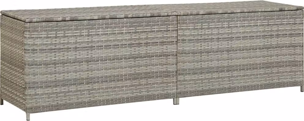 Baule da Giardino in Polyrattan 200x50x60 cm Grigio