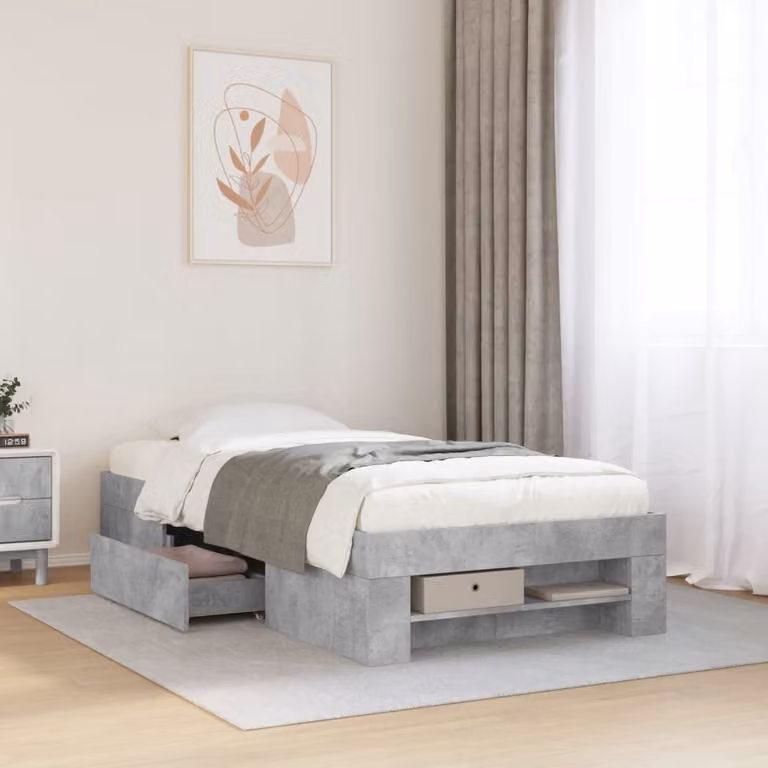 Giroletto vidaXL in legno multistrato grigio con doghe fisse L/P/H: 190 x 90 x 33 cm