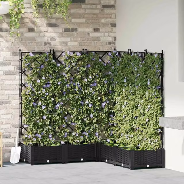 Set di 5 fioriere da esterno vidaXL in acciaio nero per giardino, L/P/H: 120 x 120 x 125,5 cm – 1