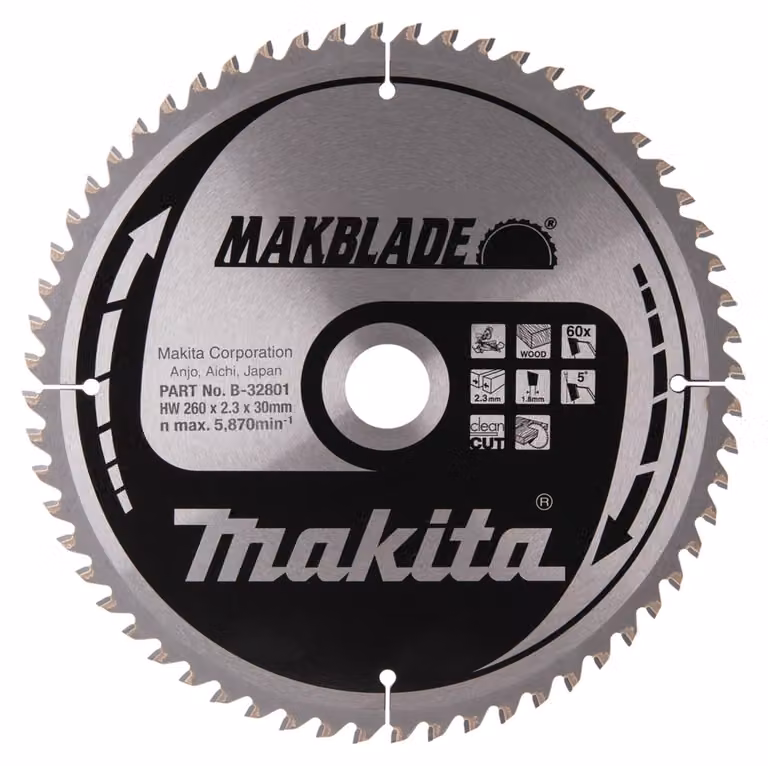 Lama Makita, MAKBLADE TCT T.C.T. - 260 x 30 mm - 60 denti - legno