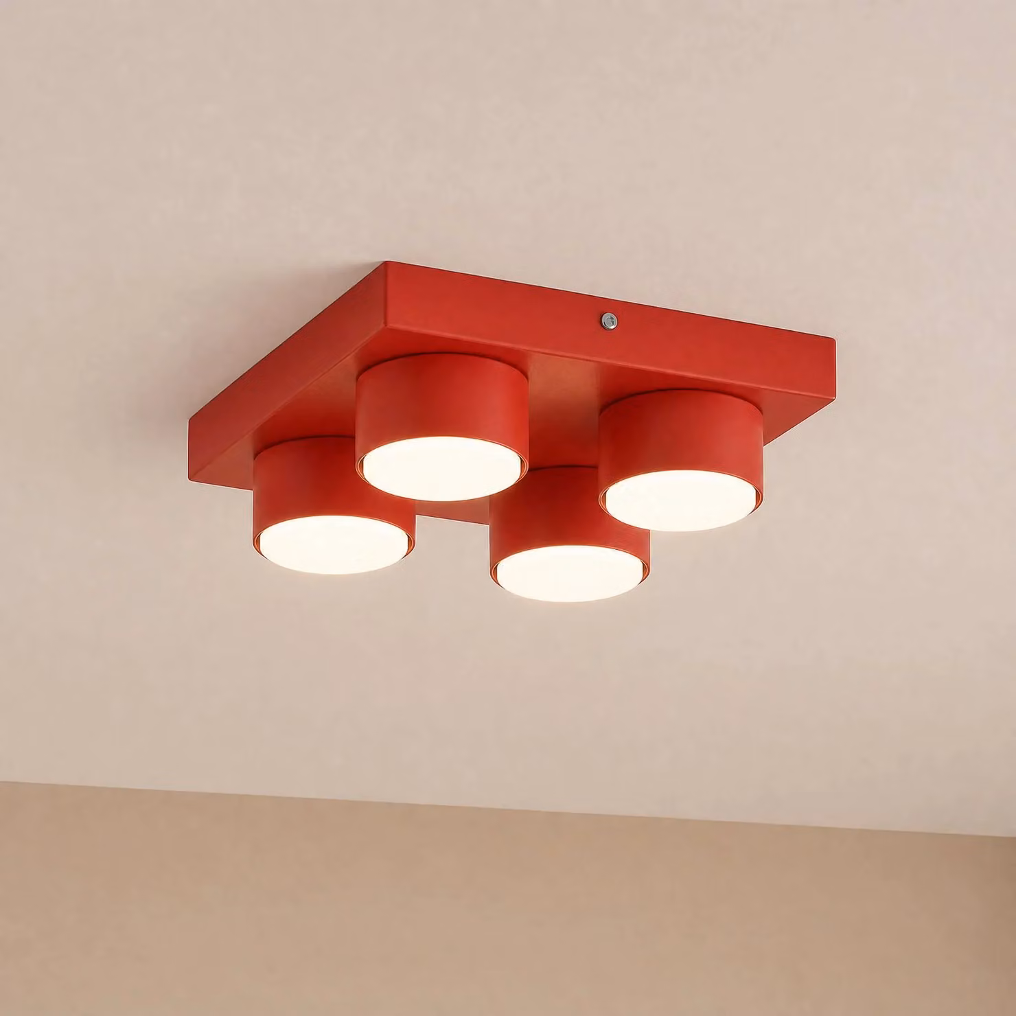 Plafoniera soffitto Brix TK Lighting, dimmerabile, Rosso, Soggiorno / Sala da pranzo, Metallo, Moderno, Plafoniera