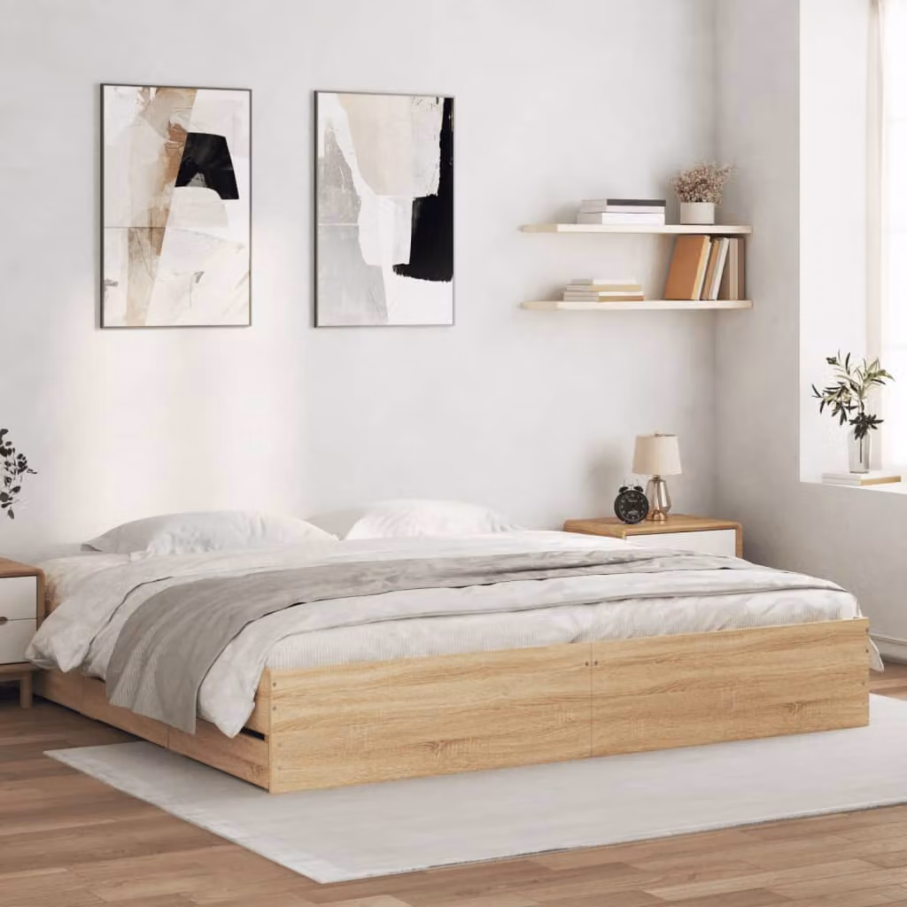 Giroletto con cassetti vidaXL in legno Rovere Sonoma, L/P/H: 183 x 203 x 33 cm, 180x200 cm – 1