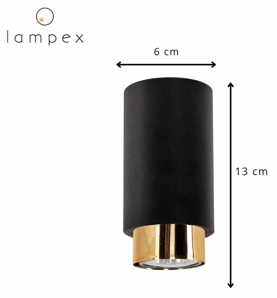 Lampada a sospensione Glori nero-oro 1xG9x40W in metallo, dimensioni: 80x8x8 cm, IP20, Lampex