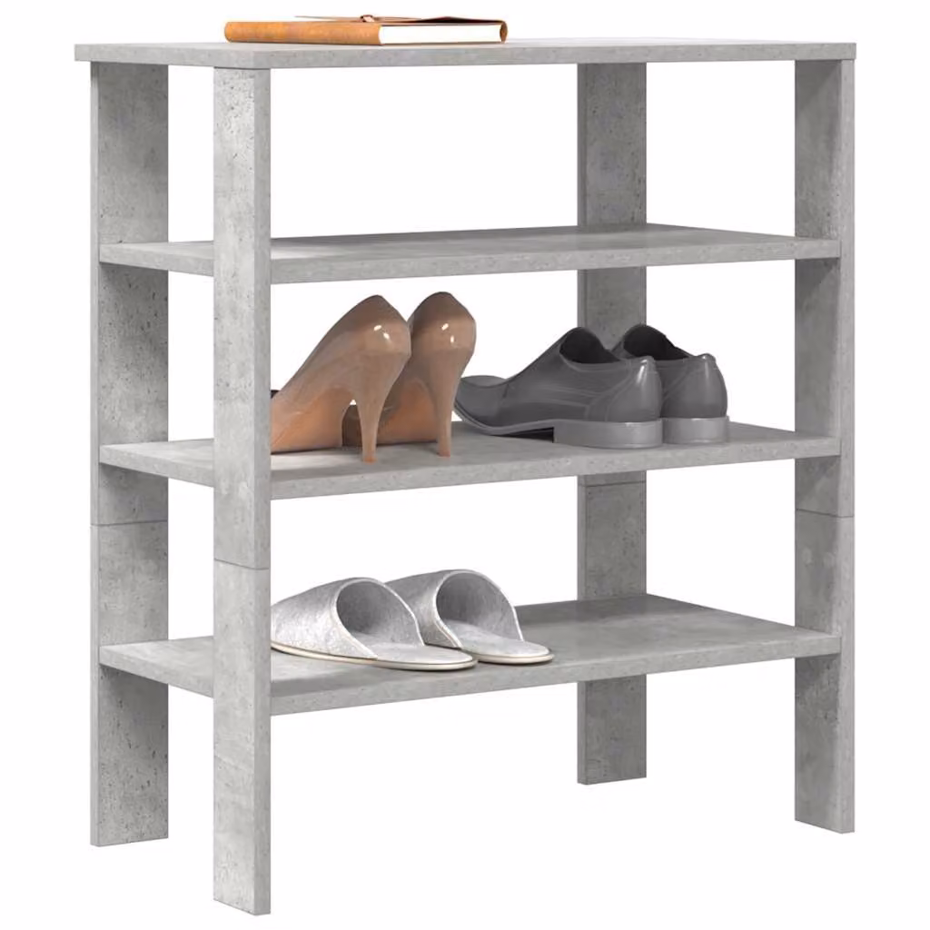Scarpiera moderna vidaXL in legno e MDF grigio con ripiani interni, L: 61 cm, P: 32 cm, H: 70 cm