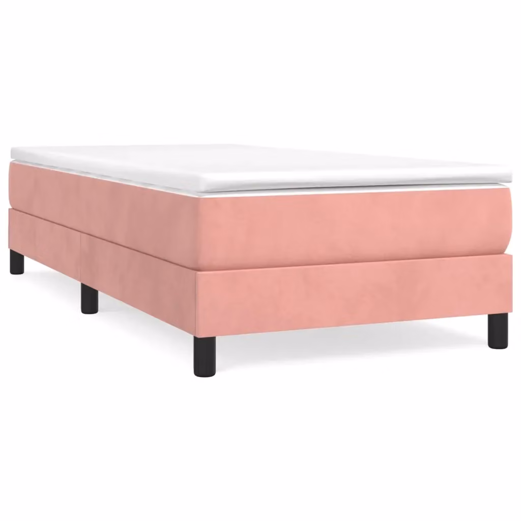 Letto con Giroletto a Molle e Materasso Ibrido vidaXL in Velluto Rosa e Bianco L/P/H: 203 x 100 x 151 cm – 2