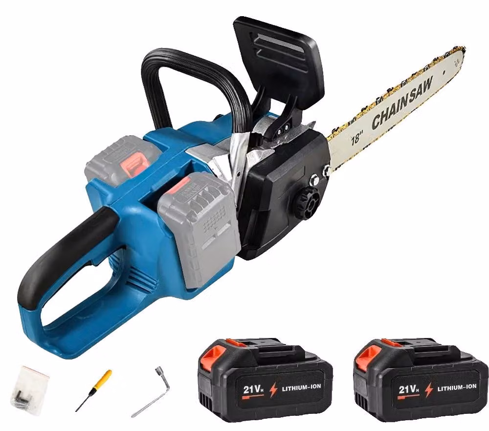 Troncatrice a catena elettrica, barra guida da 18 pollici, comfort senza fili, con 2 batterie