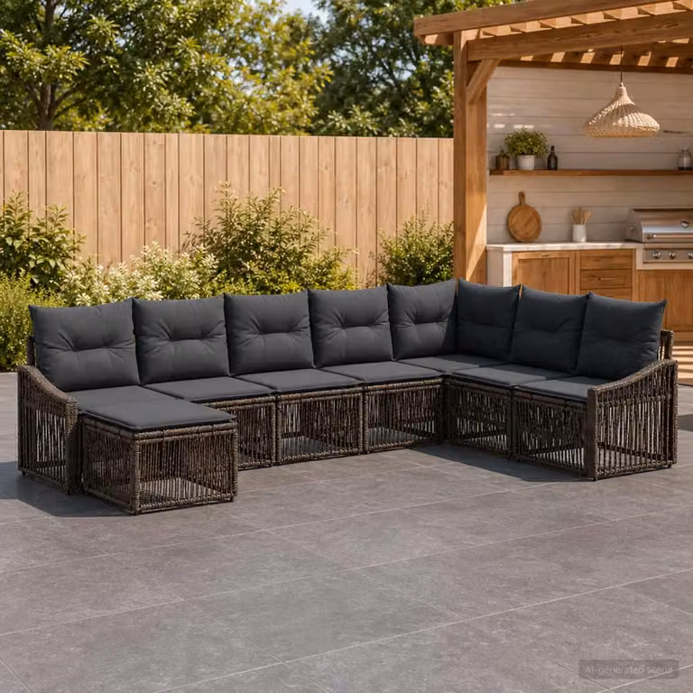 Maison Exclusive - Set da giardino composto da 8 pezzi. Divano in rattan sintetico, colore grigio