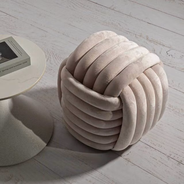 Pouf Bozzente DMORA Rosa in Velluto, Poltrona Multiuso e Poggiapiedi, L/P/H: 45 x 45 x 45 cm