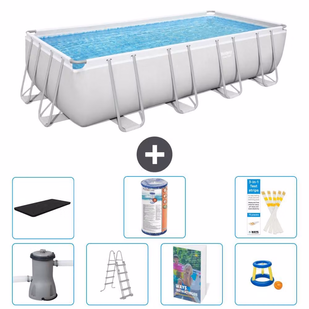 Bestway Power Steel, piscina rettangolare - 488x244x122 cm - composta da 6 parti, modello S541