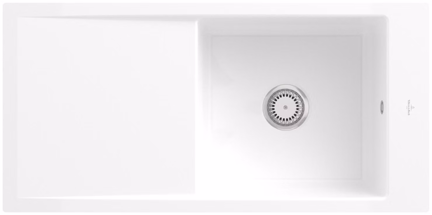V&B lavello Timeline 60 Flat da incasso con scarico a scomparsa, funzionamento manuale, bianco