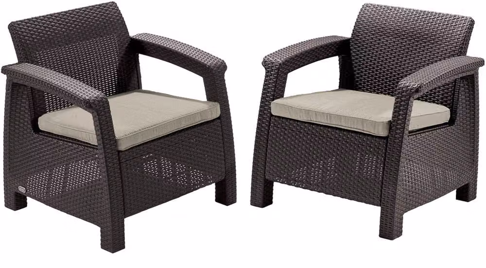Set da giardino Corfu II DUO - 75 x 70 x 79cm - marrone / beige
