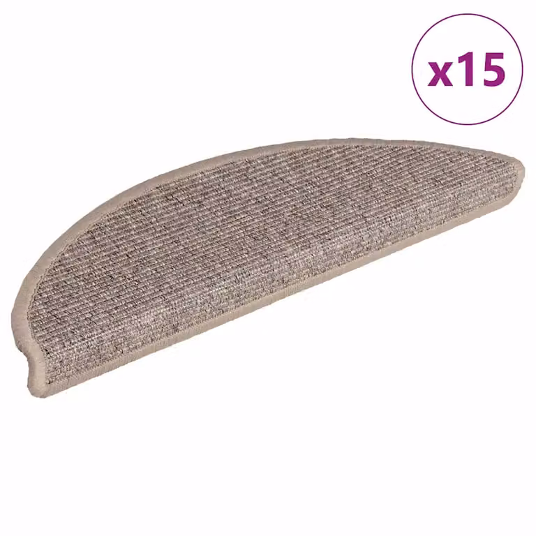 vidaXL Tappetini per scale 15 pz 56x17x3 cm Beige scuro Semicircolari