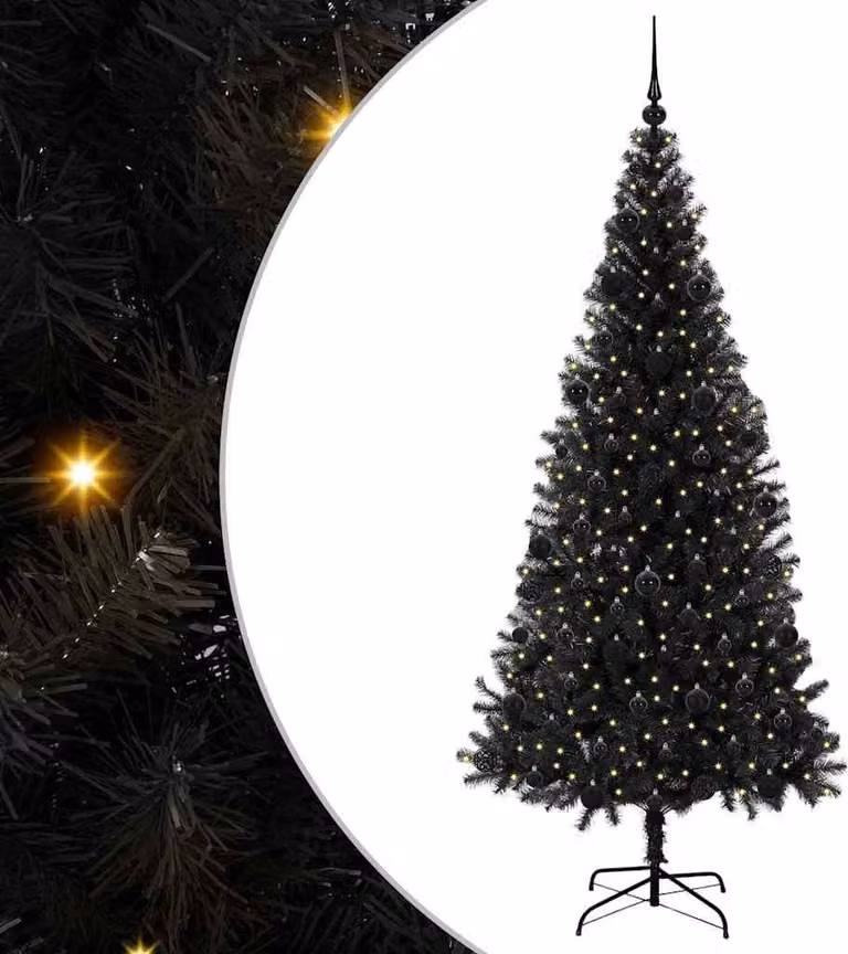 Albero di Natale con 300 LED con supporto Nero 210 cm PVC