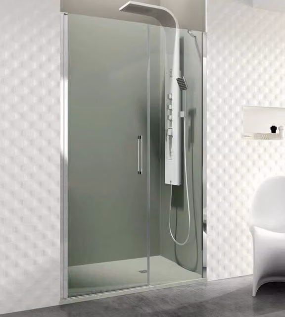 Box doccia frontale OPEN pannello fisso + porta battente 130 cm (50+80) cromo trasparente
