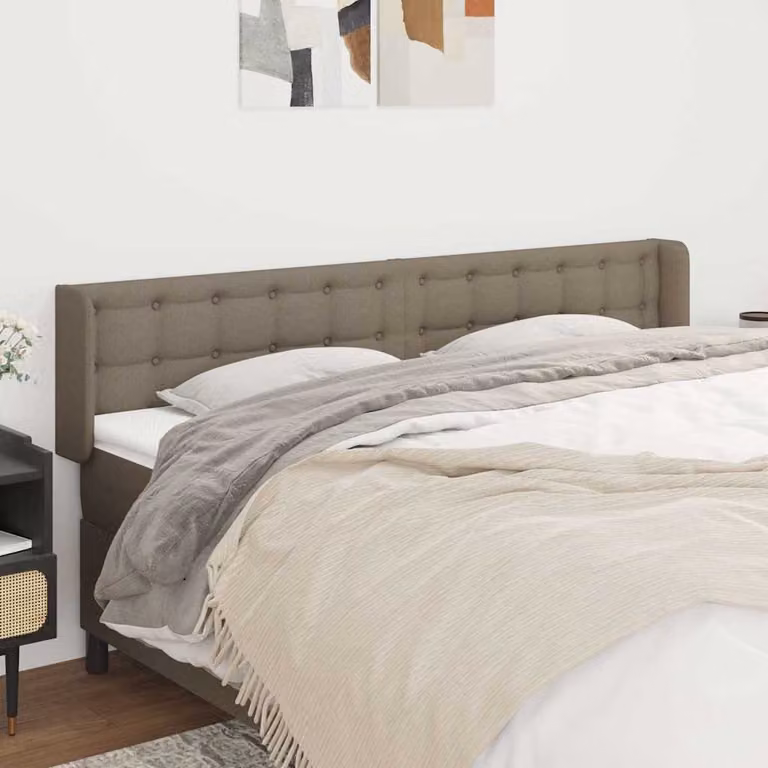 Testiera ad orecchio vidaXL in tessuto beige e grigio L: 203 cm, P: 16 cm, H: 78-88 cm