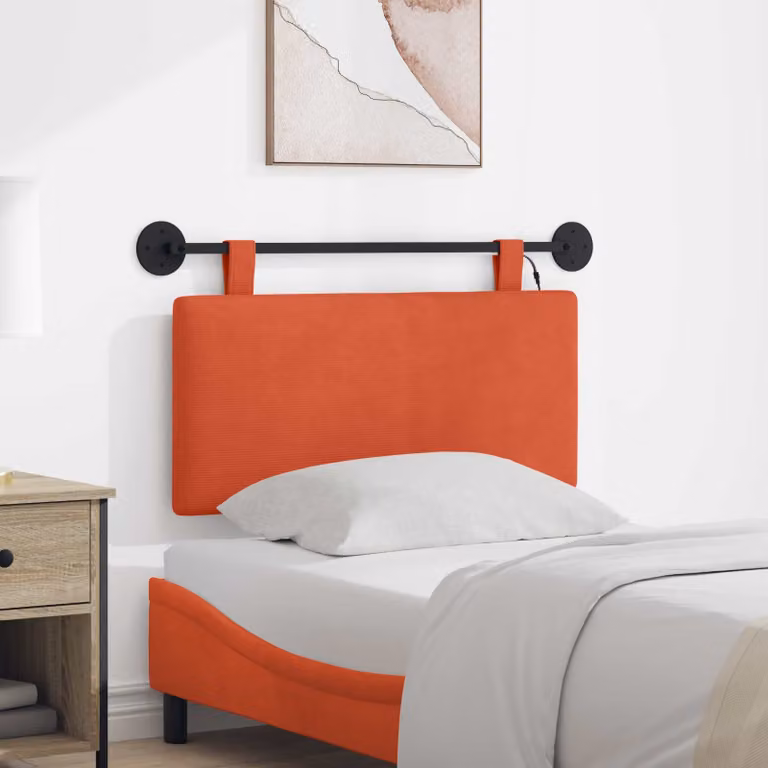 Testiera sospesa vidaXL in tessuto cord in rosso arancio con illuminazione integrata