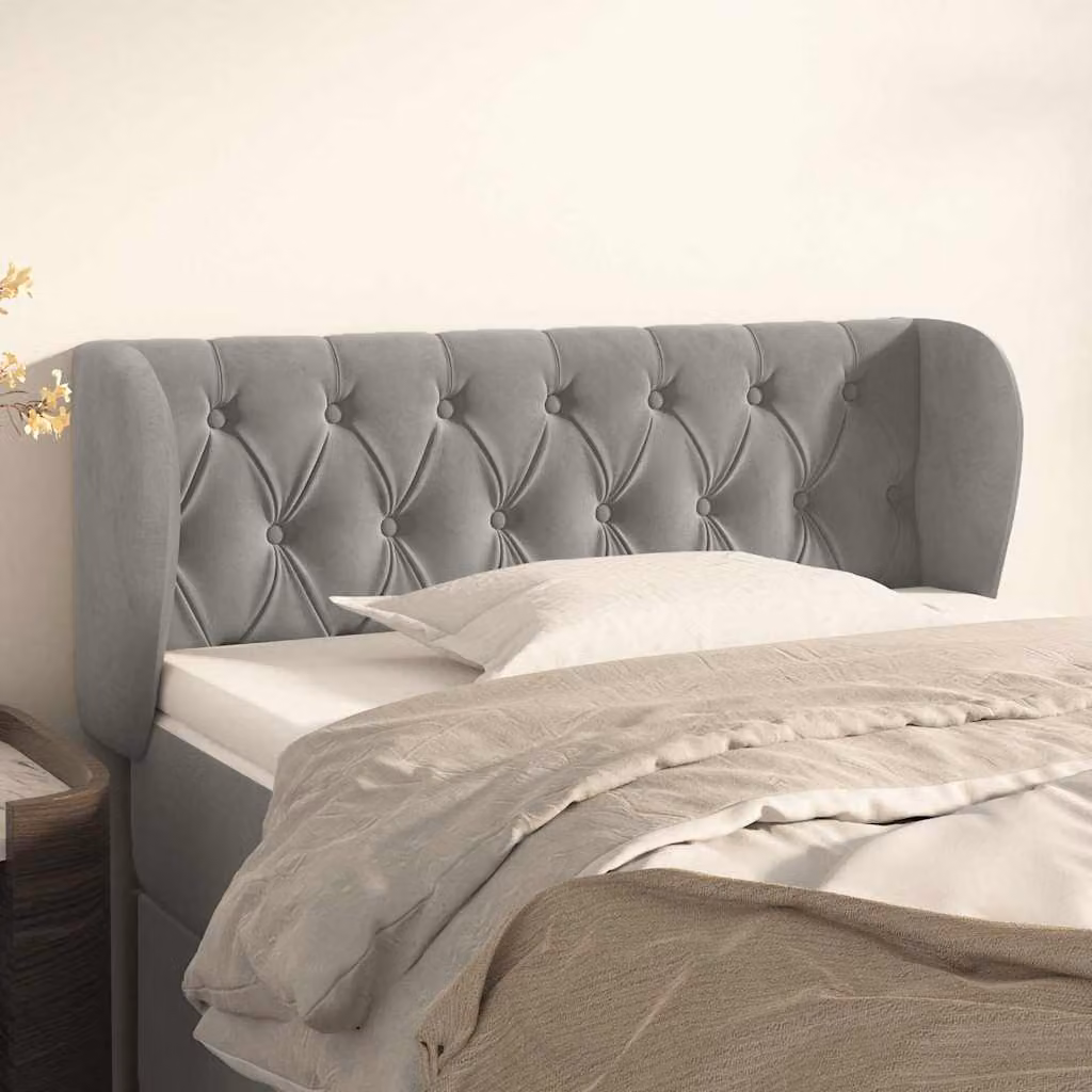 Testiera ad orecchio vidaXL in velluto grigio chiaro L: 93 cm, P: 23 cm, H: 78-88 cm