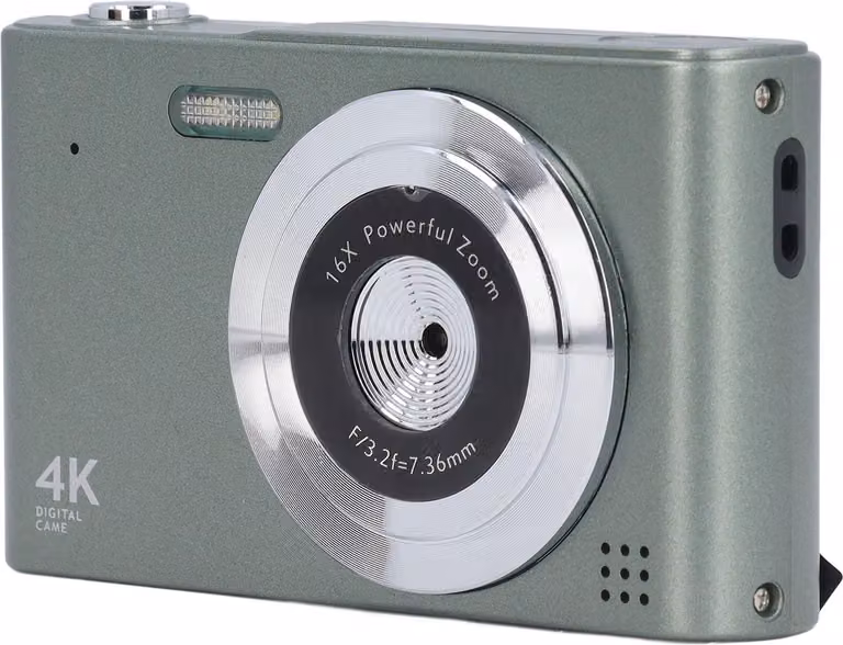 fotocamera digitale 4K HD, zoom 16x, 48 MP, CCD portatile con torcia LED, autofocus AF per la fotografia, verde