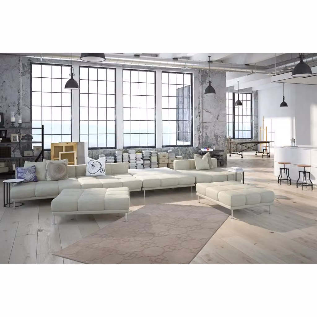 Tappeto in lana Ganges beige con effetto 3D di Kendra Home, modello moderno e astratto, annodato a mano – 2