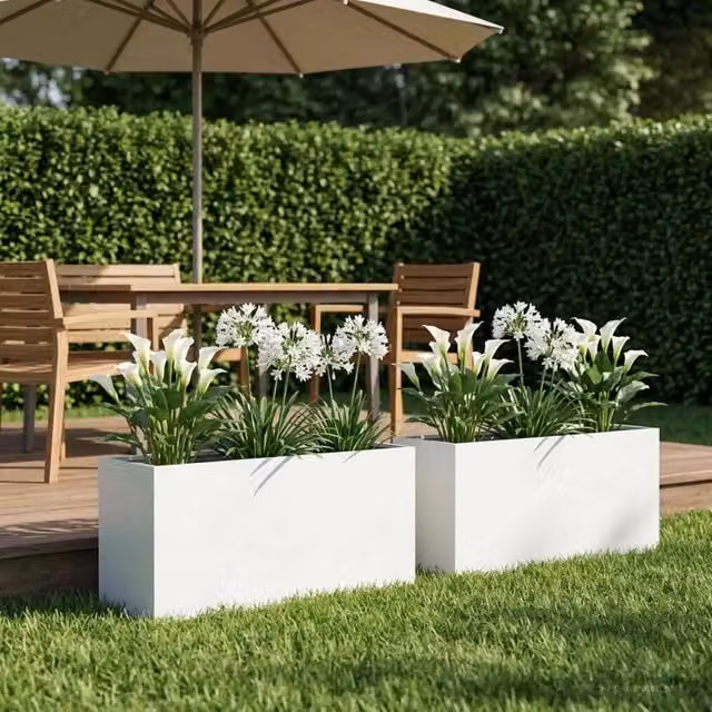 Vaso da giardino 2 pz Bianco 100 x 30 x 50 cm 8005627