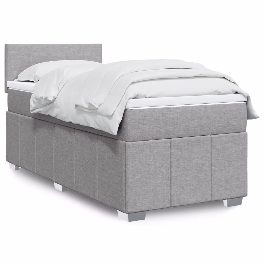Giroletto a molle con materasso vidaXL in tessuto grigio chiaro, L: 100 cm, P: 200 cm