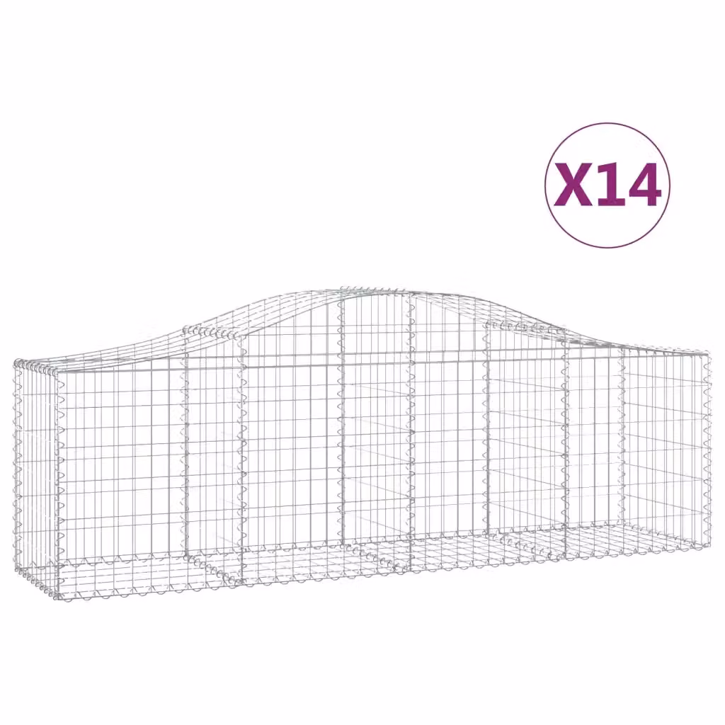 Set di 14 Cesti Gabbioni ad Arco vidaXL in Acciaio Zincato Grigio L: 200 cm, P: 50 cm, H: 60-80 cm – 2