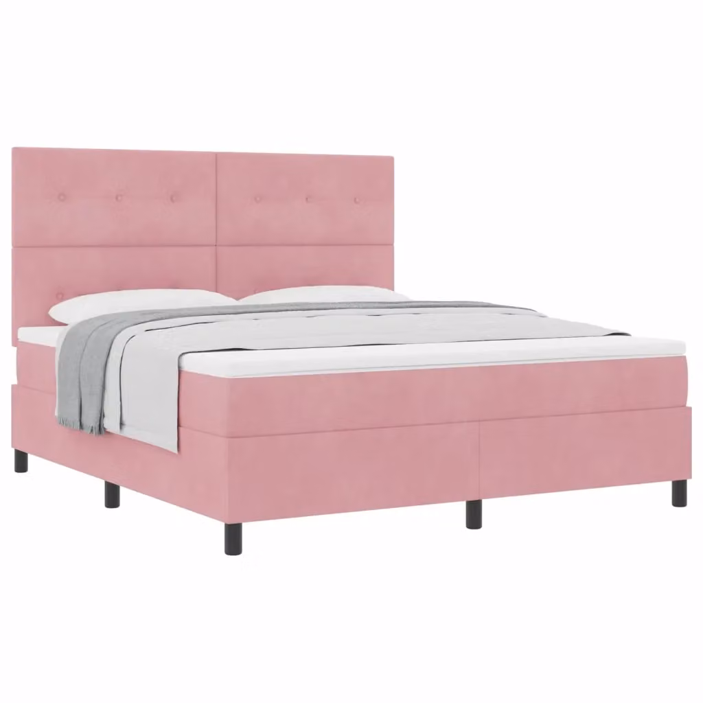 Letto a molle con testiera vidaXL in velluto rosa L: 180 cm, P: 200 cm – 2