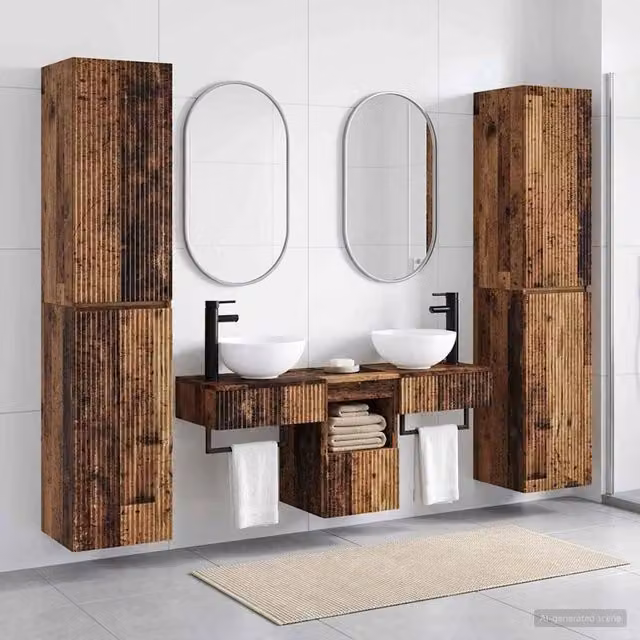 Set di mobili per il bagno 5 pz Legno antico 33 x 34,5 x 160 cm 3406011