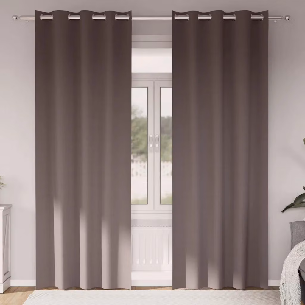 Set di 2 tende blackout vidaXL con anelli in poliestere, colore marrone, H: 260 cm x L: 140 cm