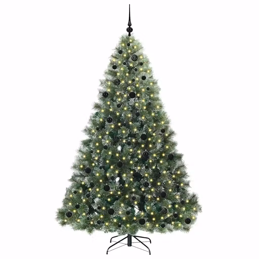 Albero di Natale artificiale moderno vidaXL verde con 300 LED luce bianca calda in PE e PVC, Altezza: 210 cm – 2