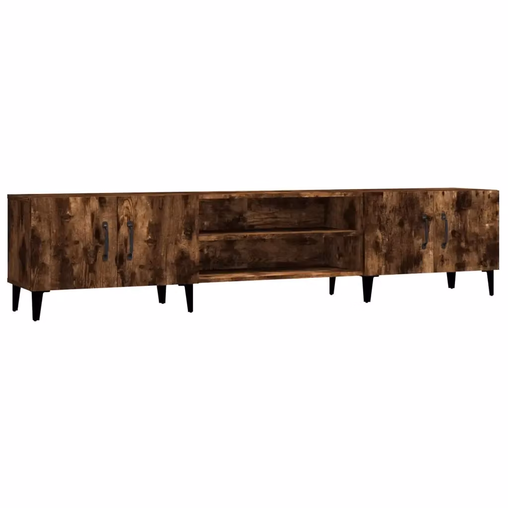 Mobile TV moderno vidaXL in legno e metallo color rovere fumo, L: 180 cm, P: 31,5 cm, H: 40 cm – 2