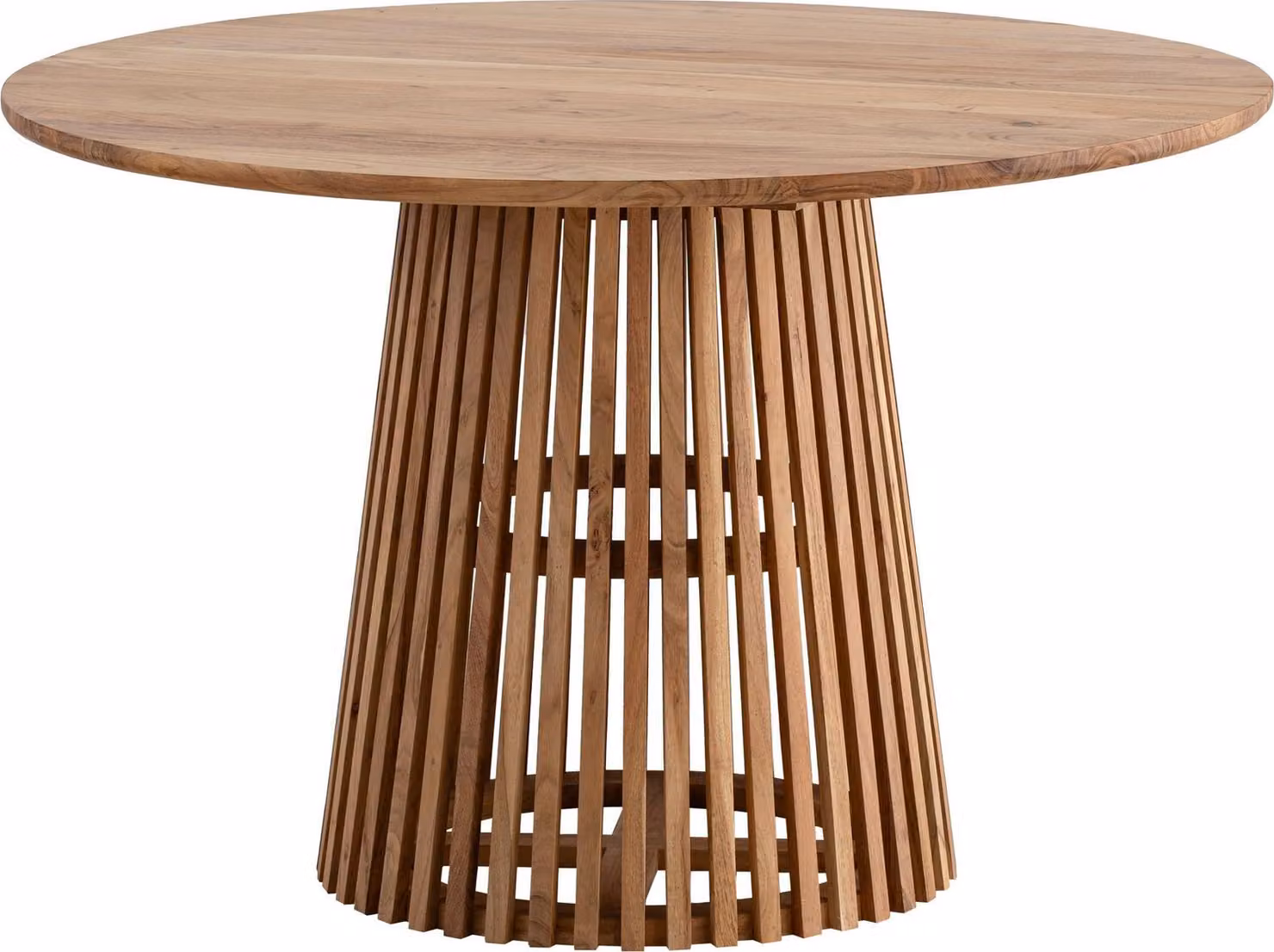 WOHNLING tavolo da pranzo 120x120x77 cm in legno massiccio di acacia marrone chiaro tavolo da pranzo moderno da cucina massiccio con struttura a traliccio tavolo in legno da pranzo rotondo