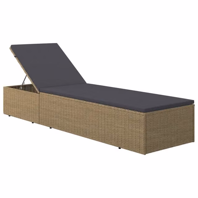 Lettino prendisole moderno in polyrattan con poggiatesta regolabile per giardino e terrazza, colori marrone e grigio scuro – 1