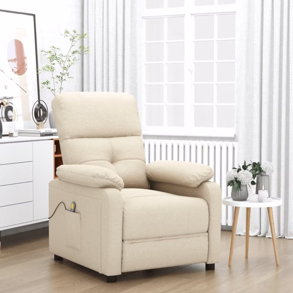 The Living Store poltrona massaggiante in tessuto crema