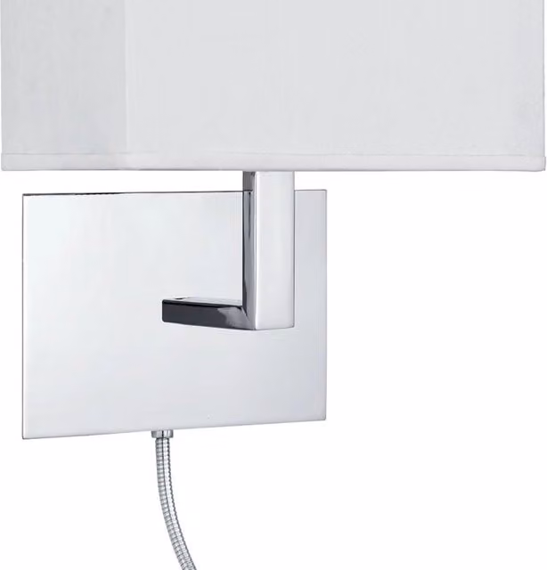 Applique da parete SEARCHLIGHT moderna in metallo cromato e tessuto bianco con luce regolabile E27