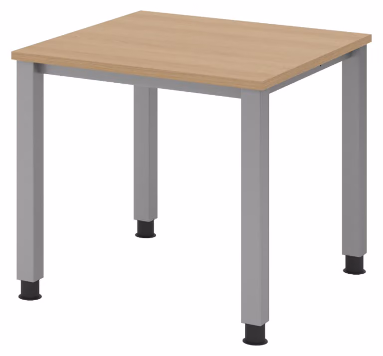 Scrivania bümö Serie Q - Struttura: argento, Dimensioni: 80 x 80 cm, Finitura: rovere