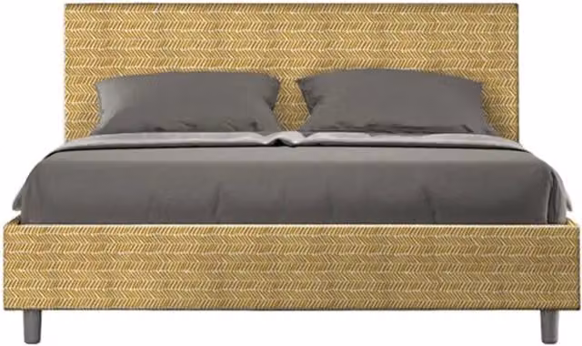 Letto matrimoniale senza rete imbottito 160x200 tessuto Aragona 3 giallo Adele