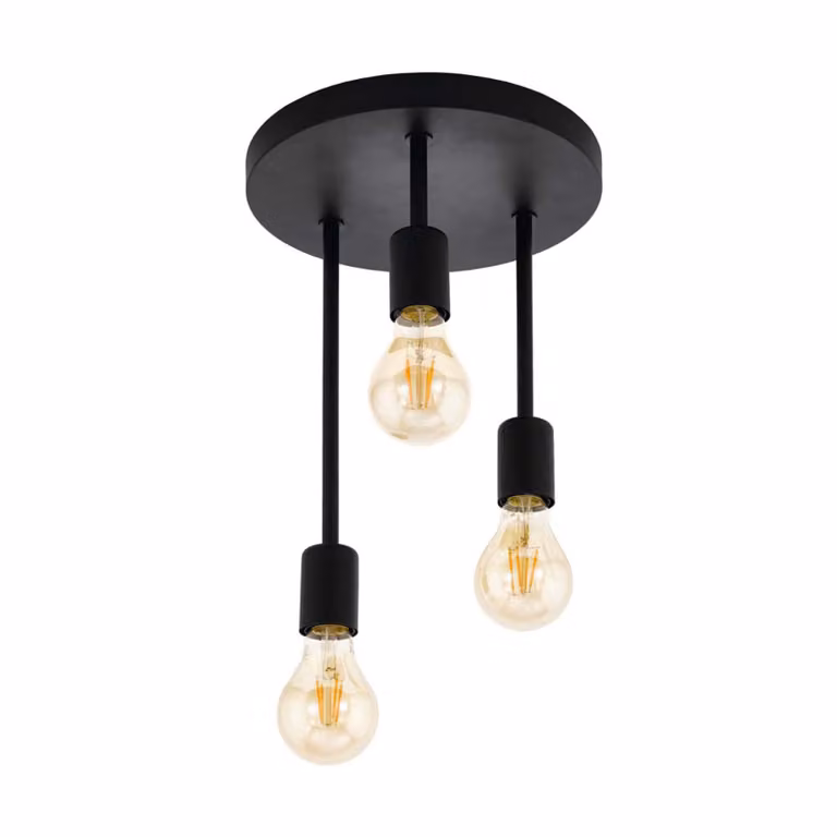 Plafoniera Vintage Wilmcote Acciaio Nero 3 Luci E27