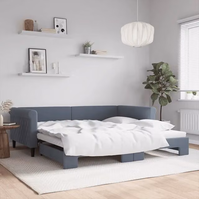 Divano Letto con Letto Estraibile vidaXL in Velluto Grigio per Soggiorno e Camera da Letto L/P/H: 229 x 110 x 68 cm con Letto 100 x 200 cm