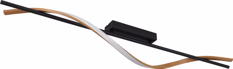 Plafoniera LED, metallo, nero opaco, effetto legno, L 115 cm