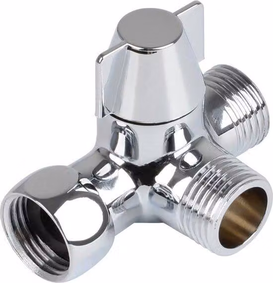 Uniqoos® Devia-flusso doccia a 3 vie (adattatore a T) G1/2 – Valvola di deviazione in ottone con spola Vetroceramica, facile da installare per soffione, braccio doccia e doccetta