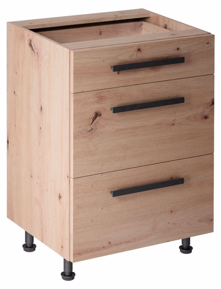 Mobiletto con cassetti inferiori VALEN 2 - larghezza 60 cm, rovere artigianale