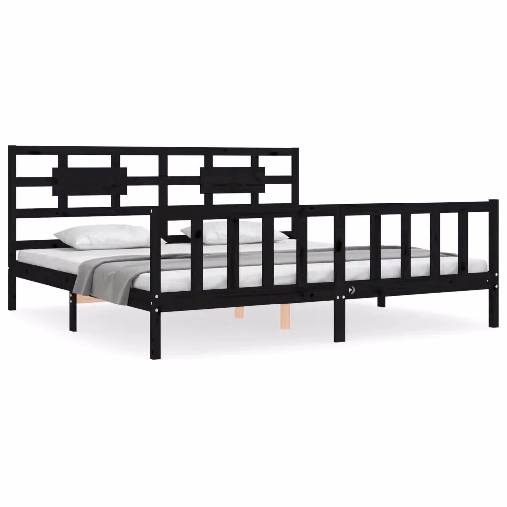 Letto con Testiera vidaXL in Legno di Pino Nero 200x200 cm – 2